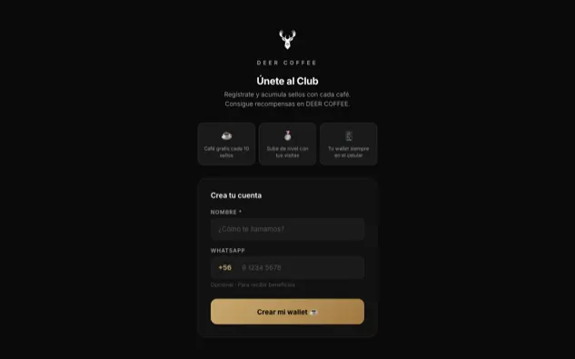 Captura del sitio DEER COFFEE Wallet