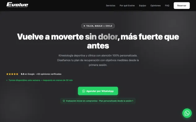 Captura del sitio evolvekinesiologia.cl
